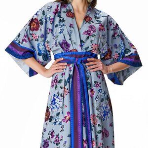 Floral print crepe sash tie kaftan Eshakti 1X 18W